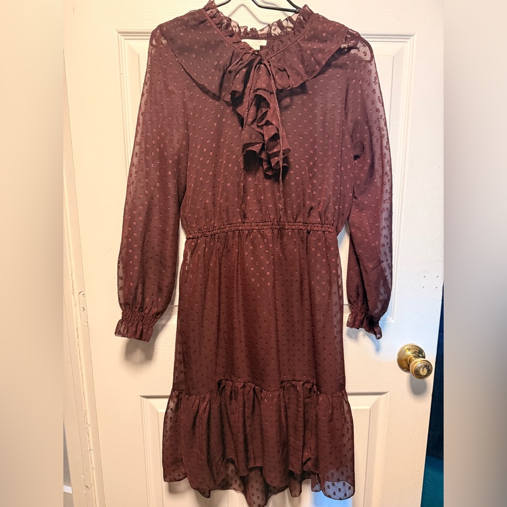 H&M Burgundy Dress with Ruffle Detail